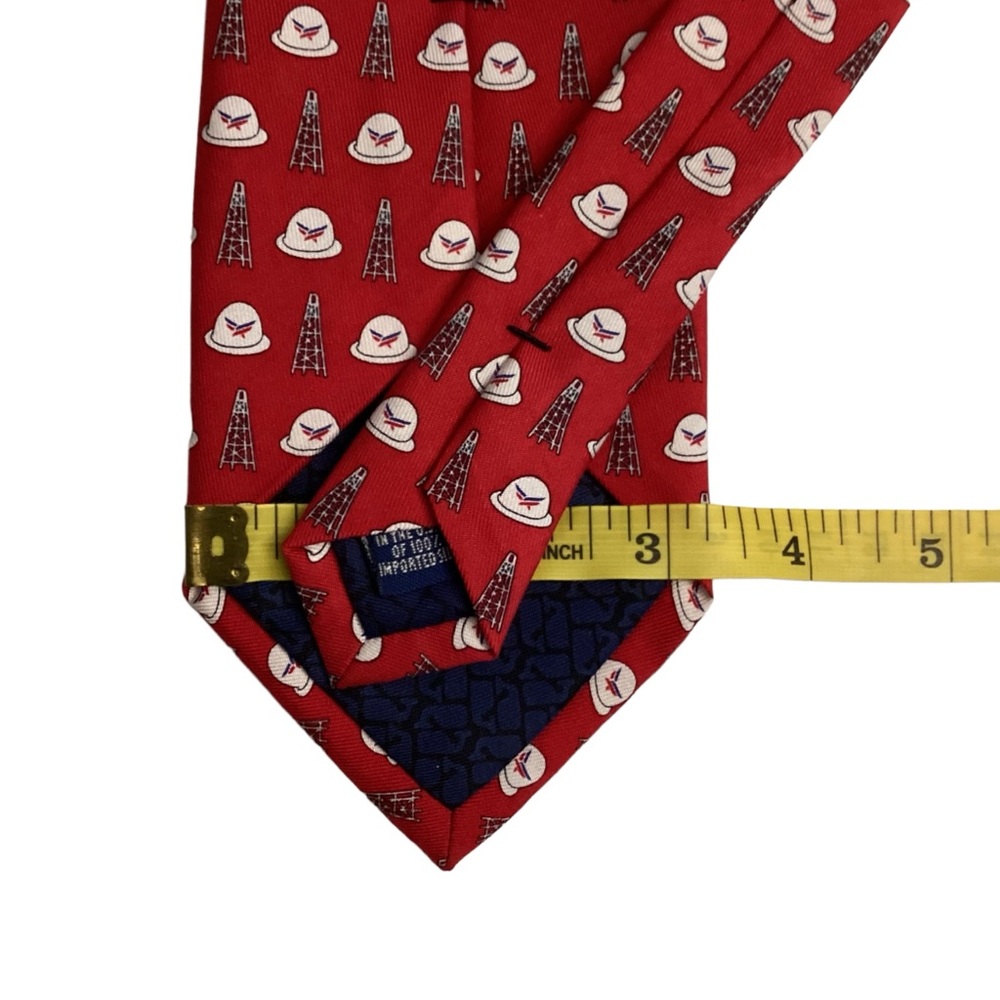 NWT Vineyard Vines Red Custom AEP Oilfield Hard Hat Novelty Corporate Silk Tie - Picture 4 of 5